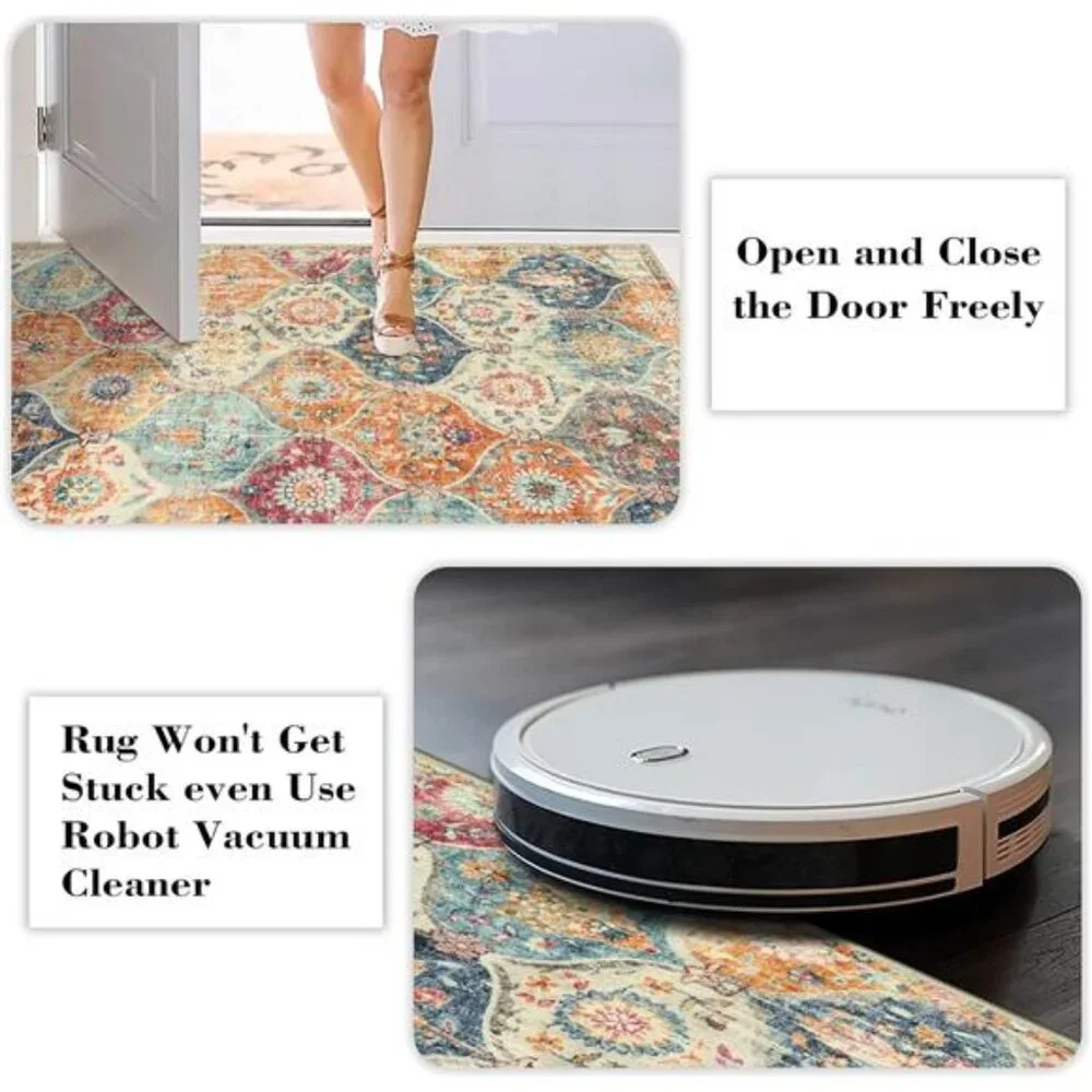 Moroccan Trellis Round Area Rugs - Washable Small Round Rug 3ft Non-Slip - Picture 4 of 7